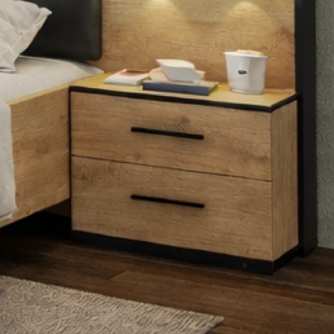 Chevet 2 tiroirs moderne en bois AMELIA (1/3)
