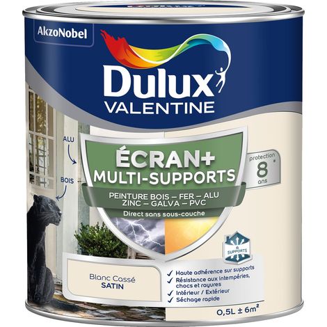 ECRAN+ MULTI-SUPPORTS EXTERIEURE - Peinture en Phase Aqueuse Éxtérieur - Satin Blanc Cassé 0,5 L - Dulux Valentine