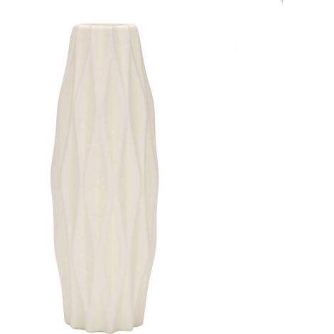 Vase décoratif pour la maison, vase en plastique blanc imitation céramique, panier à fleurs, vases de style nordique (blanc) (1/5)
