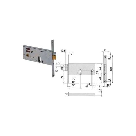 ELETTROSERRATURA DA INFILARE PER FASCE MM.64 H 1451  mm.70 (14510700) frontale mm.16    CISA
