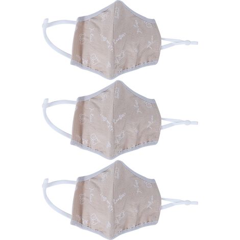 Lot de 3 masques bouche lavables pour enfants, coton respirant anti-poussière, protection quotidienne, imprimé jaune.
