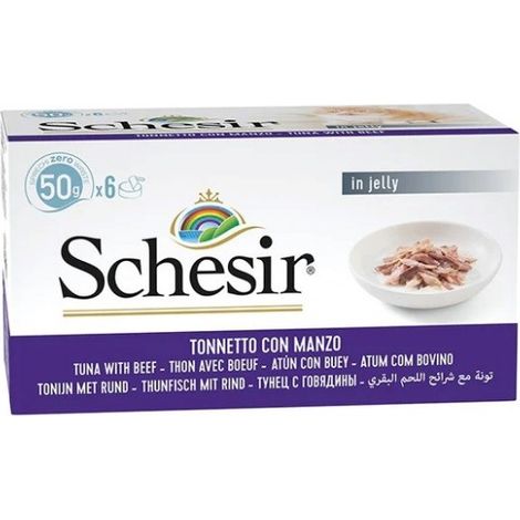 MULTIPACK LATTINE CIBO UMIDO GELATINA GATTO 6X50 GR TONNETTO/MANZO (1/2)