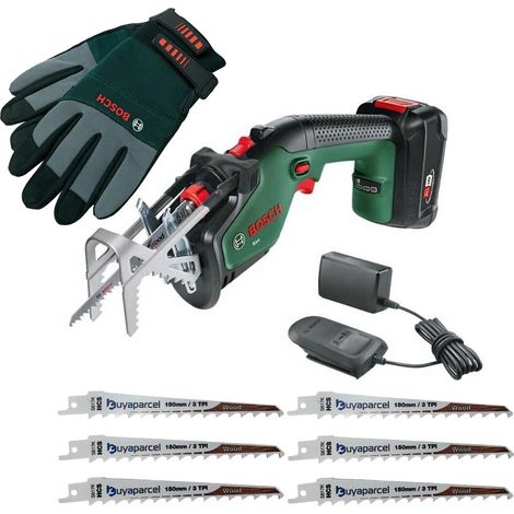 Bosch Keo Garden Recip Pruning Multi Saw 18v Li-Ion Battery Recip Blades &Gloves (1/5)
