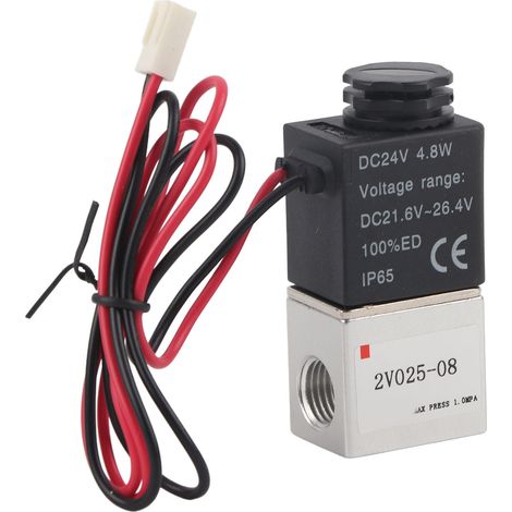 Électrovanne 2 positions 2 voies en alliage d'aluminium normalement fermée, G1/4 po 2V025‑08DC24V