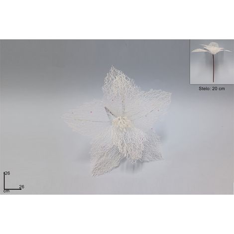 FIORE NATALIZIO RETINATO DIMENSIONE 26 CM COLORE BIANCO