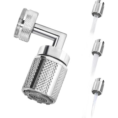 Bec de robinet de lavabo à 720°, robinet économe en eau, 3 modes de jet, convient aux filetages M22 et M24.