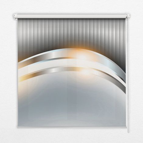 Innenrollo Fensterrollo - Rollo ohne Bohren - Sichtschutzrollo - Lichtdurchlässiges Rollo - Rechteckiges - Rollo - (100 cm x 140 cm) - Metallabstraktion