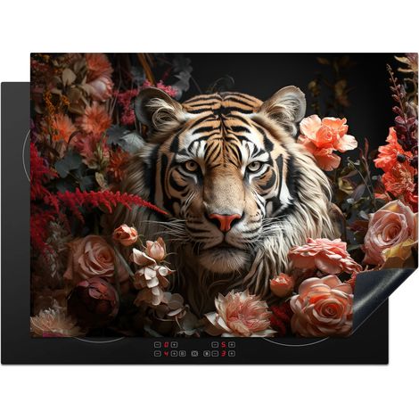 Induction Hob Protector Tiger - Animal - Nature - Floral - Botanical 70x52 cm