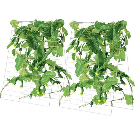 Tuteur pour concombres grimpants 89 x 140 cm, pliable avec pinces de fixation, treillis métallique pour potager et tomates (1/5)