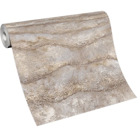 BRICOFLOR Papier Peint trompe l'oeil beige  Tapisserie imitation pierre et brique pour bureau, salon & plus  Papier Peint intissé fausse pierre (1/4)