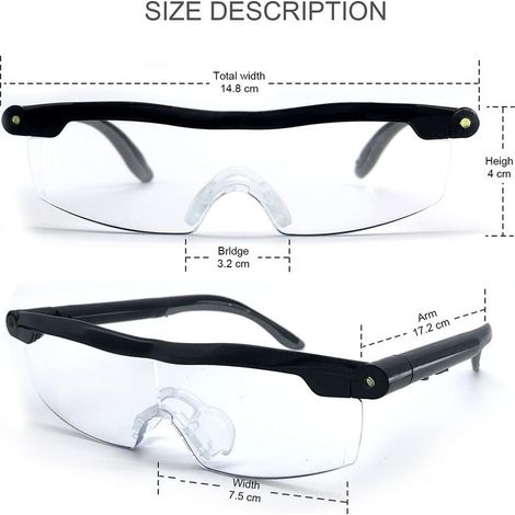 Serbia – Lunettes de lecture avec loupe LED – Grossissement 160% – Éclairage intégré pour travaux de précision – Couture, réparations, artisanat (1/5)