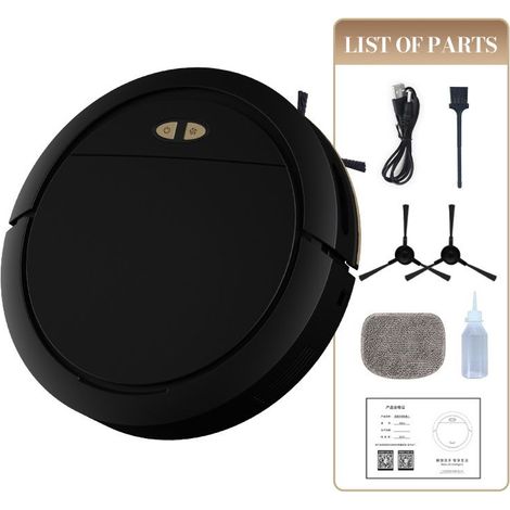 Aspirateur Robot, 3000Pa Robot Aspirateur Laveur, Contrôle Intelligent par App, Idéal pour Tapis/Sols Durs, Ultra-Mince Silencieux -noir (1/5)