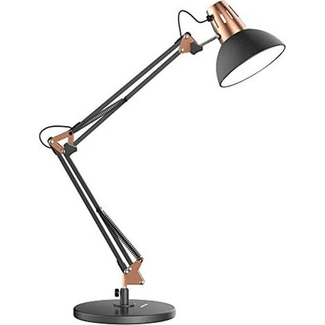 Lampe de Table en Métal Réglable, Bras Articulé, Style Industriel, Culot E27, Sans Ampoule (1/5)