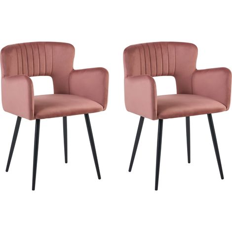 Esszimmerstuhl 2er Set SANILAC Samtstoff Pastellrosa
