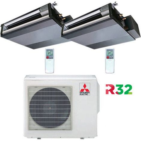 Mitsubishi R32 SEZ-M Kanal-Klimaanlage aus Dual-Split-Wechselrichter 18000 + 18000 BTU mit U.E. MXZ-5F102VF Klasse A++/A+