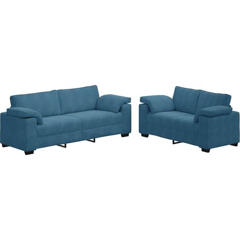 2-teiliges Sofa-Set mit Kissen, blauer Samt vidaXL (1/5)
