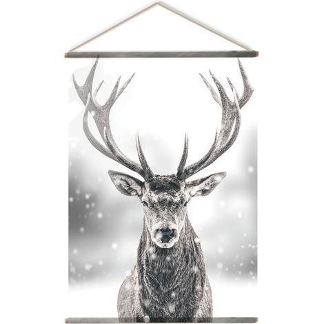 Toile murale imprimée cerf style arty Noir 90x130 cm