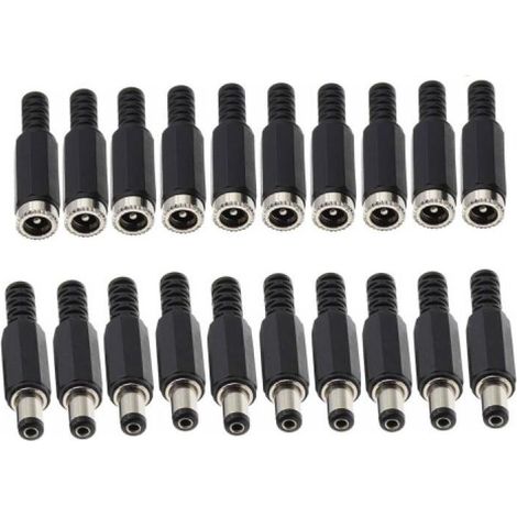 10 Pairs 5,5 mm x 2.1 mm Connecteurs Jack de Prise d'alimentation Mâle CC de Femelle Connecteur 5.5mm x 2.1mm Alimentation Fiche à Souder (1/5)