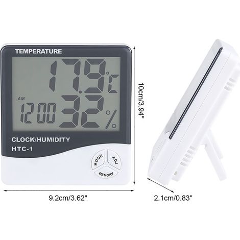 Digitales LCD-Innenthermometer mit Hygrometer, Temperatur- und Feuchtigkeitsmesser sowie Wecker (1/5)