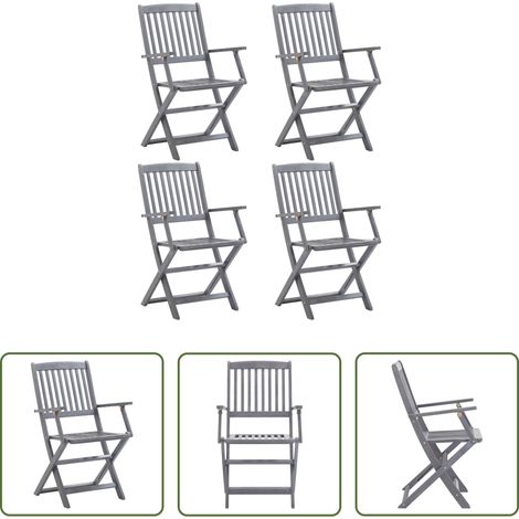 Chaises pliables -  Chaises pliables d'extérieur lot de 4 Bois d'acacia solide (1/5)