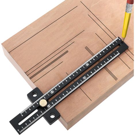 Règle de traçage en forme de T, 180 mm, avec échelle métrique, en alliage d'aluminium noir, outil de traçage pour le travail du bois (1/5)