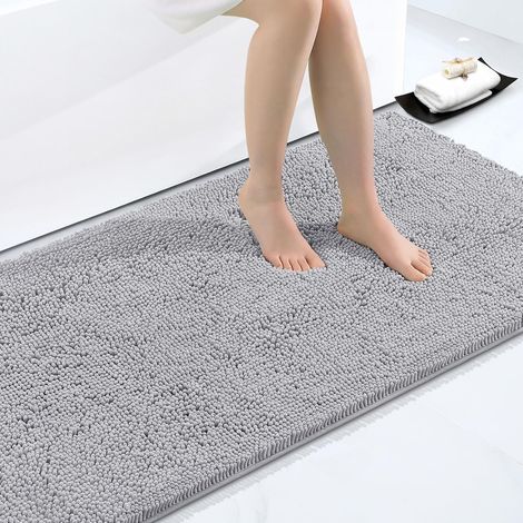 1 Tapis de bain, microfibre chenille, absorbant, antidérapant, lavable en machine, salle de bain, douche (1/5)