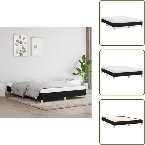 Cadre de lit sans matelas noir 160x200 cm tissu - Cadre De Lit - Lit Double - Lit Noir - Literie - Meuble Chambre (1/5)