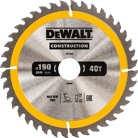 Portable Construction Circular Saw Blade 190 X 30Mm X 40T