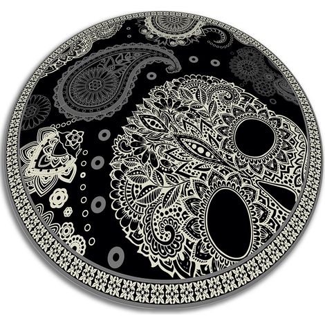 Tapis Salon et Cuisine en Vinyle PVC Rond - Crâne - ⌀fi100 cm - Tapis d'éveil (1/5)