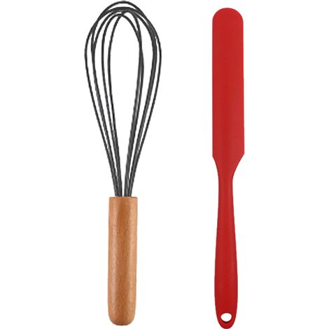 Ustensiles De Cuisine En Silicone - Outils Avec Manches En Bois De Hêtre - Pour Cuisson Et Pâtisserie - Ensemble De 2 Pièces (1/5)