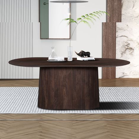 Table ovale Miguel marron foncé - 200 cm  Bois massif de mango 