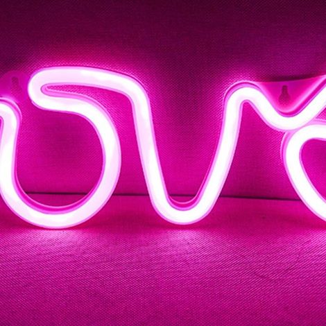 LED Love Neon Sign, PS Acrylic Panel with Battery Operated Hanging Holes for Confession, Marriage Proposal, Weddings (1/5)