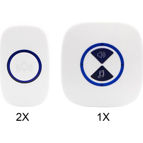 Sonnette sans fil 433MHz portative pour maison, carillon électronique intelligent avec télécommande, kit de sonnette de porte sans fil. (1/5)