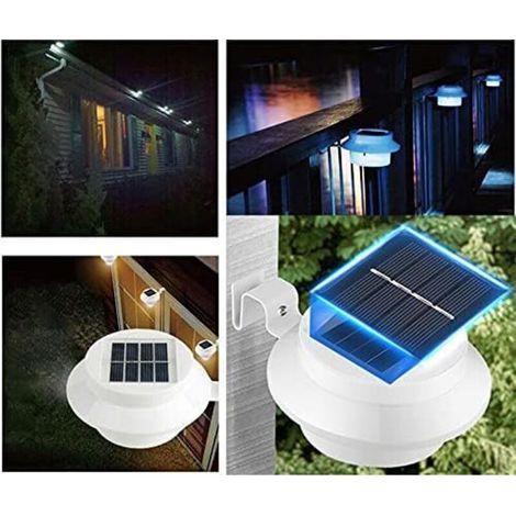 Lot de 6 Lampes Solaires LED pour Gouttière, Clôture, Terrasse, Jardin et Cour – Design Noir Étanche et Autonome (1/3)