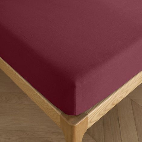 Drap housse 140 x 190 cm bonnet 30 cm "Prémium" pour lit 2 places - Prémium Grenat