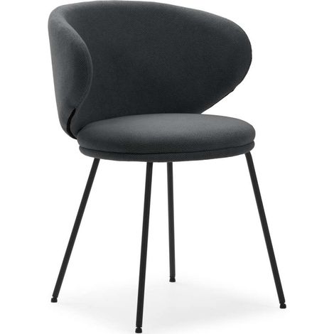 Pack de 2 sillas modelo Rebeca tapizado textil gris oscuro, 77.5cm(alto) 58cm(ancho) 59.5cm(largo) (1/5)