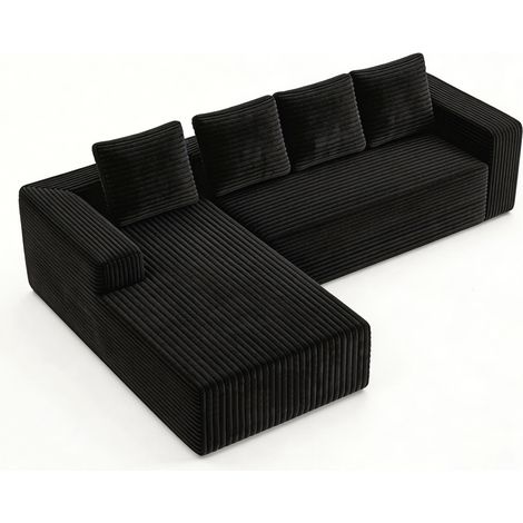 Divano angolare modulare nero in velluto a coste 261x168x58 cm HOMVRA (1/5)