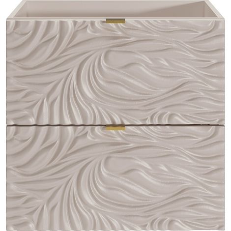 Meuble sous vasque suspendu texturé - Beige - 60 cm - RINAREL (1/3)