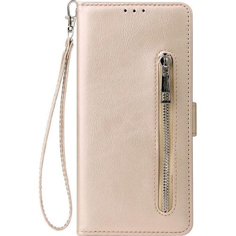 Étui portefeuille pour Samsung Galaxy S20 Plus - Avec fermeture éclair - Or - Coque avec rangement cartes (1/4)