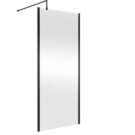 Balterley Wetroom Screen with Support Bar, 900mm, Matt Black