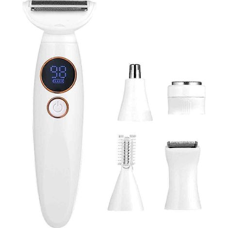 Rasoir électrique pour femmes, 2 en 1, indolore, utilisable sur peau sèche ou humide, rechargeable par USB Type-C (1/4)