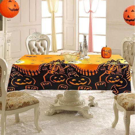 Nappe de décoration Halloween, nappe citrouille d'Halloween, nappe en plastique pour décoration de table de cuisine. (1/4)