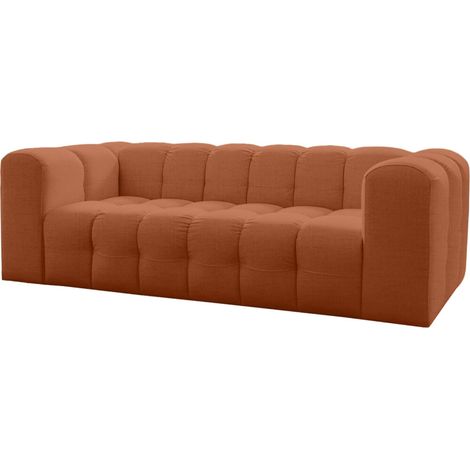 Canapé droit MILOE 3 places fixe avec accoudoirs en tissu - Terracotta (1/3)