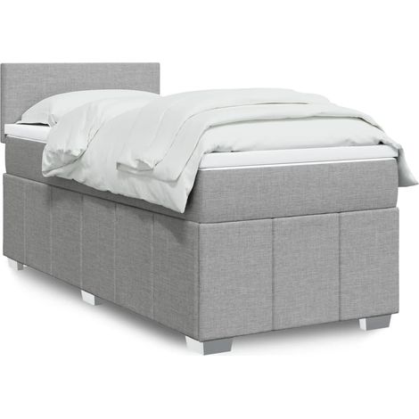 vidaXL Giroletto a Molle con Materasso Grigio Chiaro 80x200 cm Tessuto (1/5)