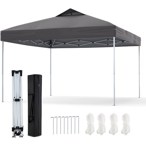 Gazebo pieghevole per patio all'aperto con blocco centrale, Gazebo pop-up da 295 x 295 cm Grigio (1/4)