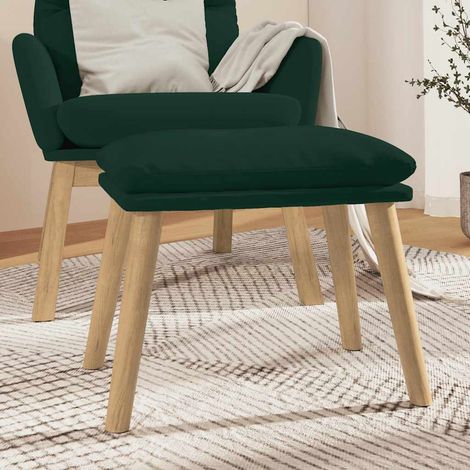 Repose-pieds en velours vert foncé avec pieds en bois 45 x 29,5 x 35 cm - PANGIVO (1/5)