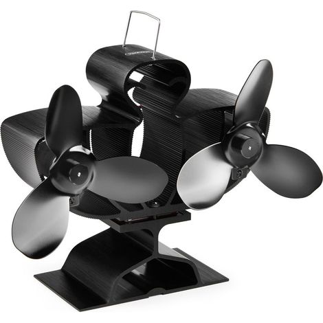 Double Ventilateur de Poêle à Bois Ventilateur Cheminée à 6 Pales Alimenté par la Chaleur Silencieux, Circulation Respectueuse de l'Environnement (1/5)