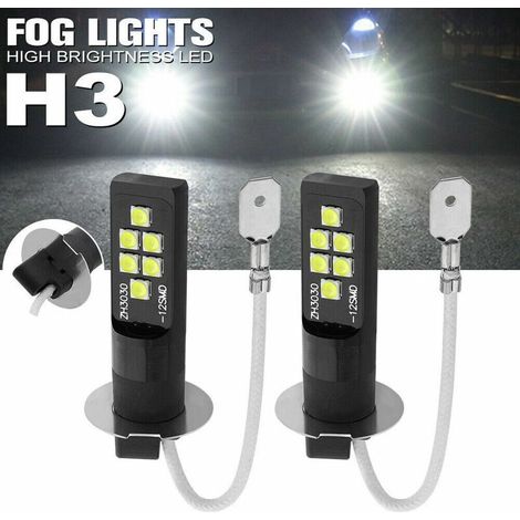 Phares antibrouillard LED de voiture 80W paire ampoules de phares H3 LED ampoule 6000-6500K DRL lampe de conduite - Le noir (1/5)