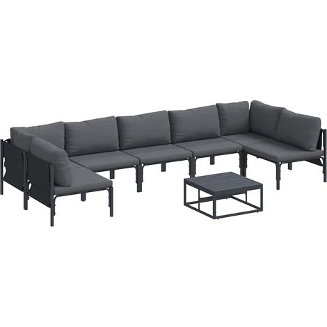 Maison Exclusive - Conjunto de sofás de jardín 8 uds. Negro Acero (1/5)