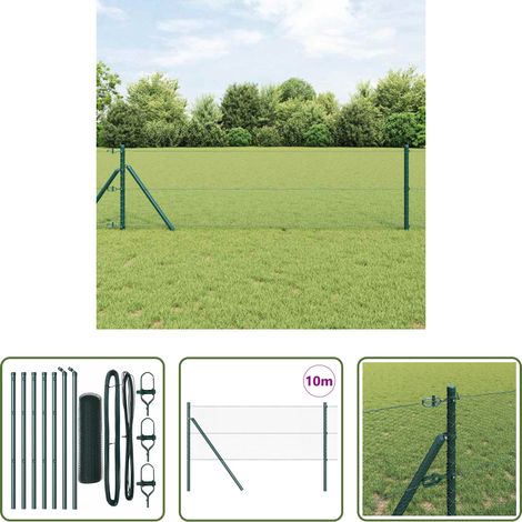 vidaXL Sécurité extérieure - Poteau de clôture. Vert 10 x 0,6 m (maille de 13 mm) (1/5)